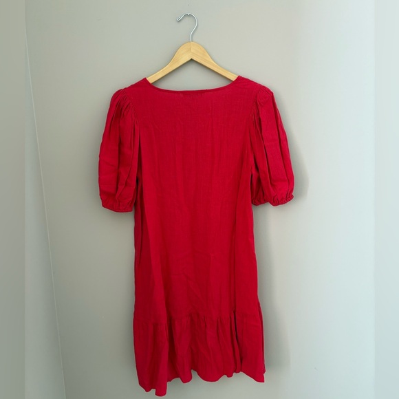 C. Wonder Vibrant Red Mini Dress with Puff Sleeves size M - Picture 4 of 4